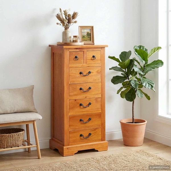 vidaXL Kommode Natur 45 x 35 x 100,5 cm Massives Mahagoni Holz 42009933