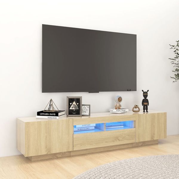 vidaXL TV-Schrank mit LED-Leuchten Sonoma-Eiche 180x35x40 cm 3081900