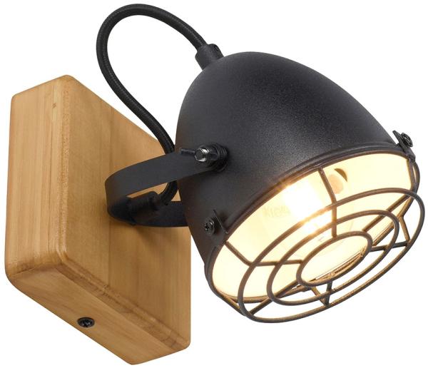 RGB LED Wandleuchte, Holz, Fernbedienung, H 20cm