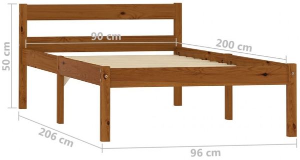 vidaXL Bettgestell Honigbraun Massivholz Kiefer 90×200 cm [283208] Bild 12