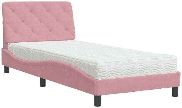 vidaXL Bett mit Matratze Rosa 90x190 cm Samt 3208633