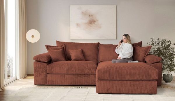 Home affaire Ecksofa Soft&Cosy XXL L-Form, B: 303 cm - OTTO. Verlässliche Qualität, Mega-Sofa, Cord oder Chenille-Struktur, mit Federkern & 4 Zierkissen