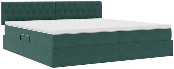 vidaXL Bett mit Stauraum und LED mit LED Dunkelgrün 200 x 200 cm Samt 3371478 Bild 6