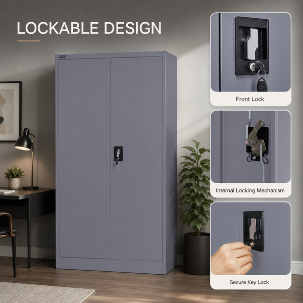 Makika Aktenschrank / Büroschrank abschließbar 40x90x140cm in Anthrazit