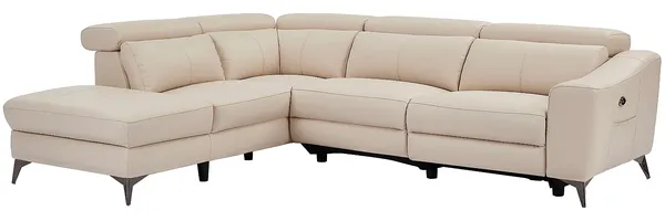 Vente-unique - FORLO Sofa Leder Beige - B 223 cm x H 79 cm x L 275 cm