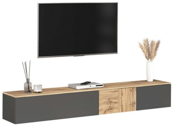 OTTO home Lowboard ISEO, TV-Kommode,TV-Möbel,TV-Bank, 3 Fächer, Breite 200 cm (1 St), stehend/hängend, 1 Klappe, 2 Türen, 3 Fächer, Breite 200 cm