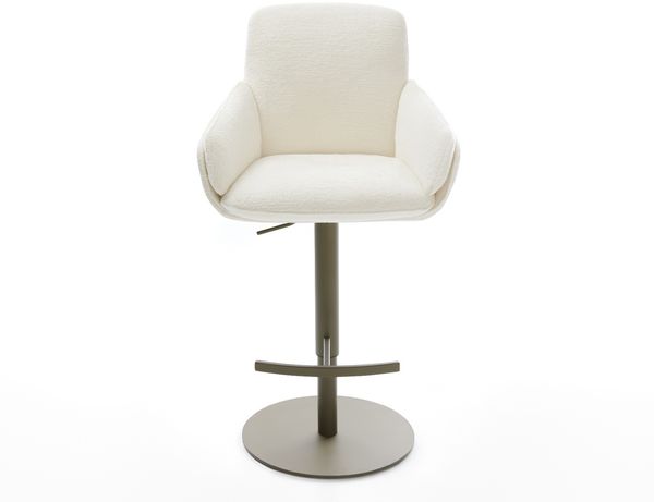 Barstuhl Luan-Flex Bouclé Soft Beige Drehfuß höhenverstellbar Metall Titanfarben Bild 2