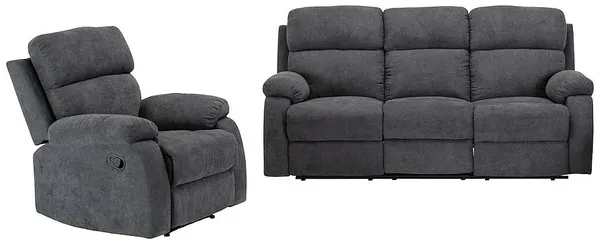 Vente-unique - TOLZANO Sofa and armchair set Stoff Grau - B 96 cm x H 100 cm x L 201 cm91 cm Bild 2