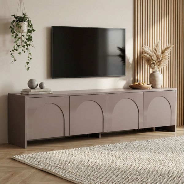 Modern TV Stand, Atlas Color, 180 x 45 x 32 cm | 100% Melamine Coated Particle Board, 18 mm Thickness | Stylish Geometric Design, Perfect for Living Room & Entertainment Spaces