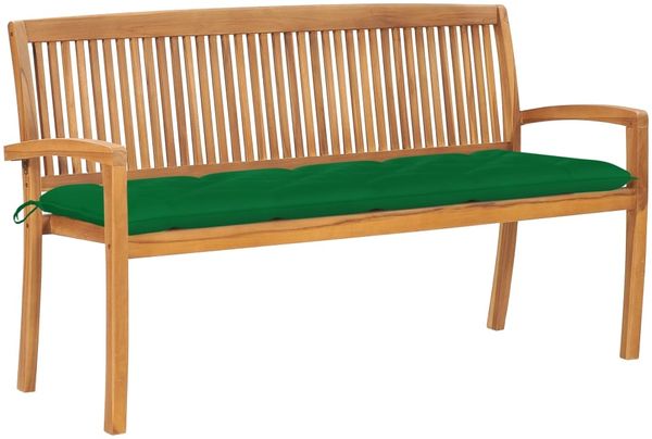 vidaXL Stapelbare Gartenbank mit Auflage 159 cm Massivholz Teak 3063326
