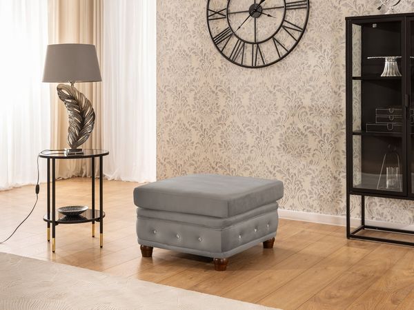 S-Style Möbel Polsterhocker Chesterfield Cleo Blink aus Samt mit Kristallsteppung, mit Wellenfederung