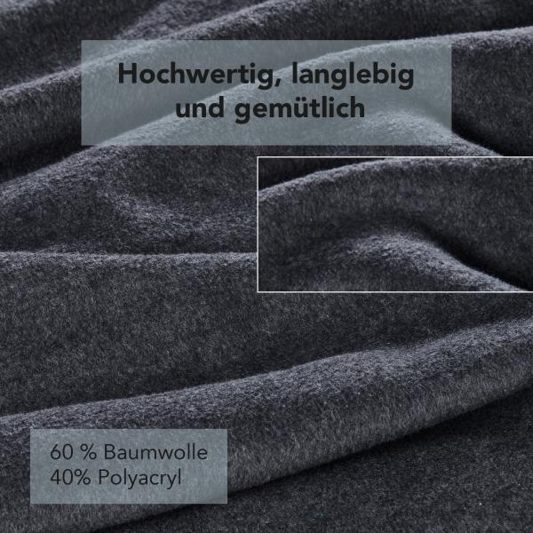 La Vida Sesselschoner Überwurf Tages-Decke in Anthrazit - Oeko-TEX® Zertifiziert, 200x50 cm, Sofaläufer mit Fransen, Baumwollmischung bis 40 °C waschbar, Schutz für Sessel, Sofa, Couch & Bett…