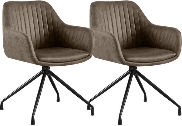 CLP 'Welby' 2er-Set Esszimmerstuhl, drehbar, bis zu 150 kg belastbar, 48 cm Sitzhöhe, Grau