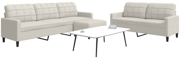 vidaXL 3-tlg. Sofagarnitur mit Kissen Creme Samt 3278489
