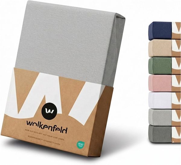 Wolkenfeld Spannbettlaken 100% Baumwolle - Superweiches Bettlaken für Matratzen von 5 bis 20cm, Gummizug: Starker & Flexibler Super-Stretch Gummizug für maximalen Halt, Rutschfest & Blickdicht - 90x200, 140x200, 160x200, 180x200 200x200