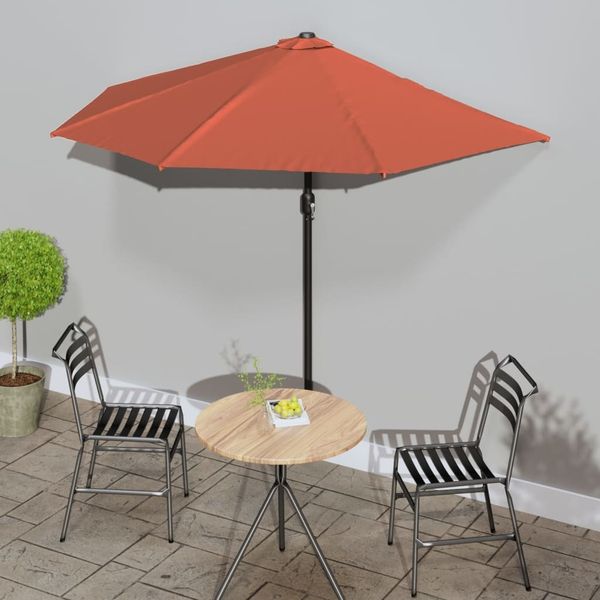 vidaXL Balkon-Sonnenschirm Alu-Mast Terrakotta 270x144x222cm Halbrund 312499