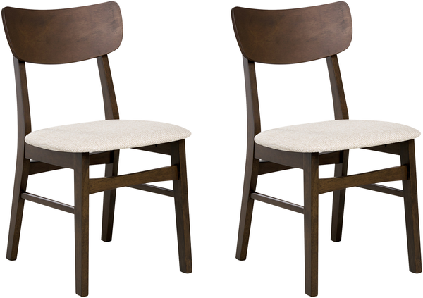 Esszimmerstuhl 2er Set ANOKA Holz Dunkelbraun Beige