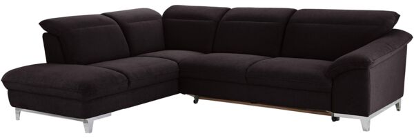 Mivano Schlafsofa Teresa / L-Form-Sofa mit Bett, verstellbaren Kopfstützen und Ottomane / 293 x 84 x 232 / Mikrofaser, Schwarz