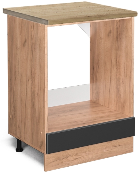 Herdumbauschrank R-Line Anthrazit Hochglanz 60 cm , AP Eiche Vicco