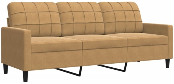 vidaXL 3-tlg. Sofagarnitur mit Kissen und Nackenrollen Braun Samt 3278378 Bild 3