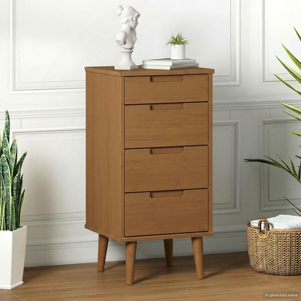 vidaXL Kommode MOLDE Karamell 40 x 35 x 82 cm Massives Kiefernholz 42020934