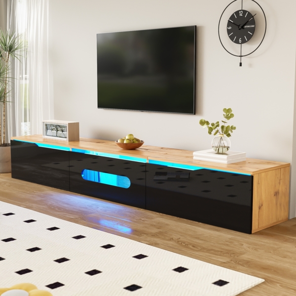 TV-Schrank 180x35x30 cm in Hochglanz Schwarz-Weiß mit 16-Farben-LED-Beleuchtung Bild 4