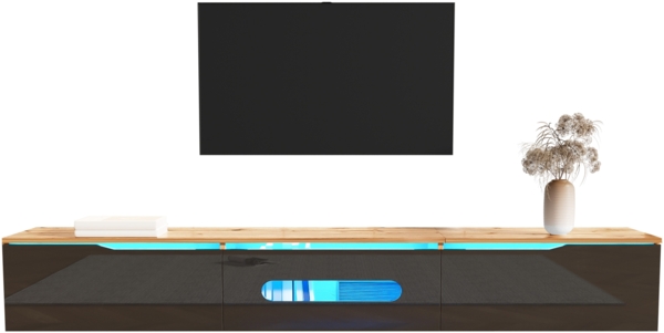 TV-Schrank 180x35x30 cm in Hochglanz Schwarz-Weiß mit 16-Farben-LED-Beleuchtung Bild 7