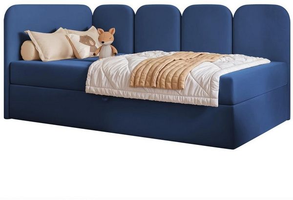 Compleo Boxspringbett Jugendbett DREAMY, Polsterbett mit Bettkasten, 80/90/100/120x200, Kopfteil links oder rechts, Boucle oder Velvet