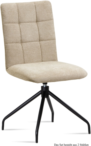 Esszimmerstuhl drehbar (2er-Set) Dolley 47x91x60 Schwarz/Natur