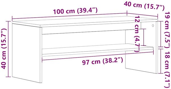 vidaXL TV-Schrank Schwarz Eichen-Optik 100x40x40 cm Holzwerkstoff 859119 Bild 10