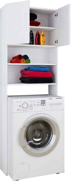 VCM Badmöbel Waschmaschinenschrank Jutas 911986 Weiß B. 64 x H. 185 x T. 20 cm