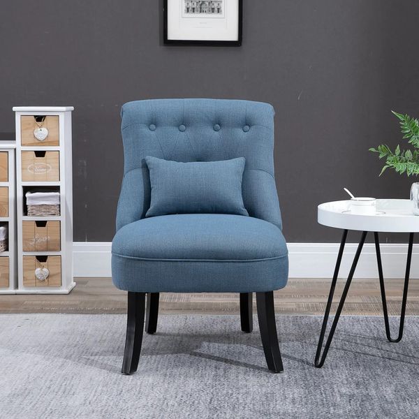 Relaxsessel Leinen mit Rückenkissen, 52,5 x 69 x 77 cm, Blau
