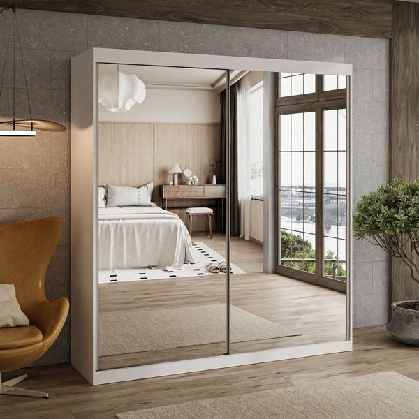 Lookway Kleiderschrank BASTER III mit Spiegeln Schiebeschrank Weiß