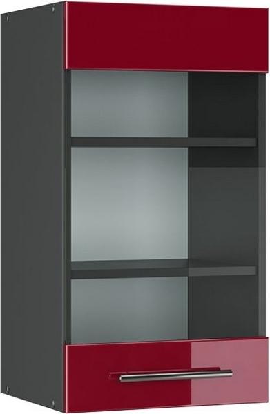 Vicco Hängeglasschrank 40 cm Küchenschrank Hängeschrank Küchenzeile Fame-Line (Bordeaux Hochglanz)