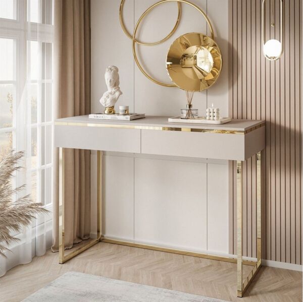 Lookway Schminktisch AURORA GOLD KASCHMIR auf einem goldenen Gestell
