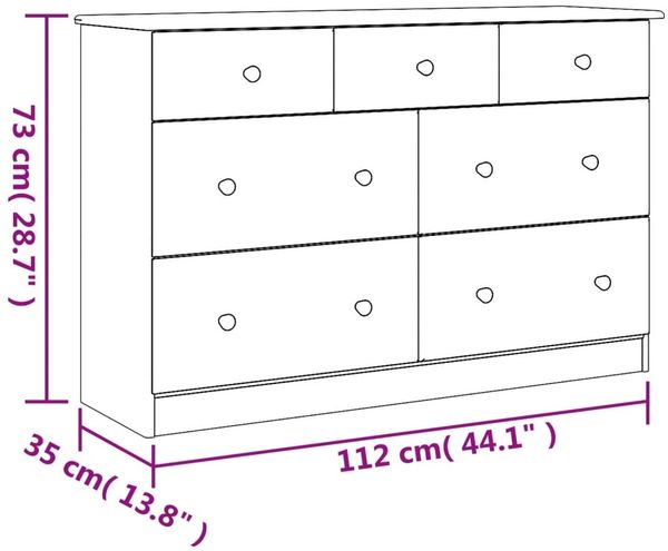 vidaXL Kommode ALTA 112x35x73 cm Massivholz Kiefer 353919 Bild 9