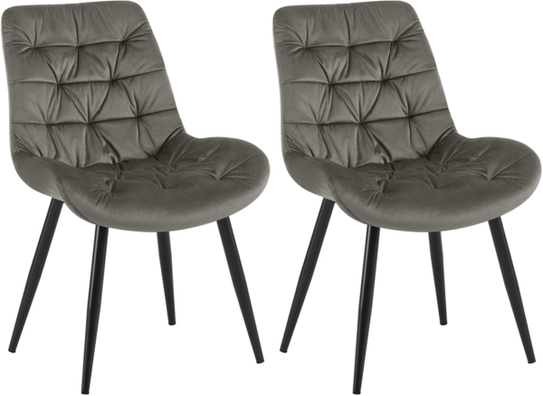 CLP 2er Set Esszimmerstuhl Rossford Samt I Stuhl mit Lehne,anthrazit
