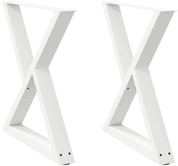 vidaXL Esstisch Beine 2 Stück Weiß 80x(72-73,3) cm Stahl 4012729