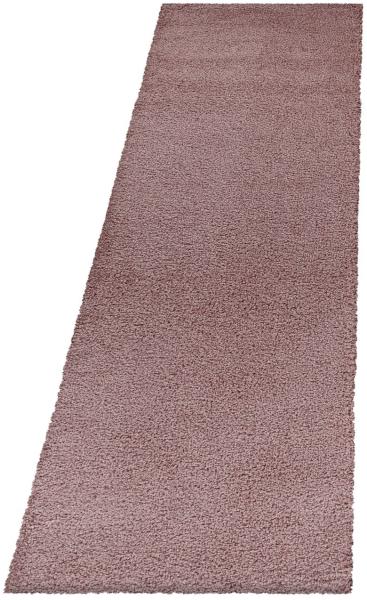 Hochflor Teppich Sima Läufer - 80x250 cm - Rosa Bild 1