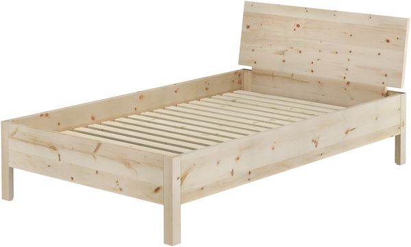 Echtholzbett Einzelbett Zirbe massiv metallfrei 120x200 mit wählbaren Zubehör V-60.95-12Rollrost inkl.
