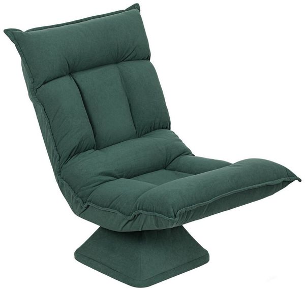 HOMCOM Bodenkissen Bodenstuhl Drehbar Bodensessel mit 5-Fach Verstellbarer Rückenlehne, für Wohnzimmer Gaming & Lesen Grün