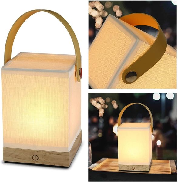 ZMH Nachttischlampe, Touch-LED-Tischlampe – dimmbares Geschenk mit wiederaufladbarem Akku über USB, moderne tragbare Nachttischlampe aus Stoff