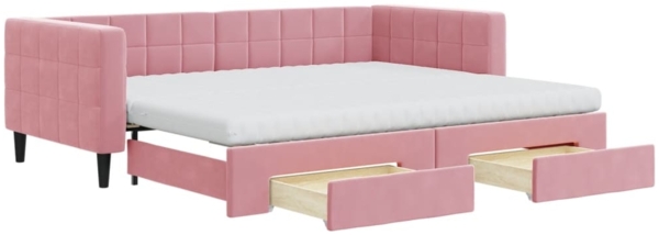 vidaXL Tagesbett Ausziehbar mit Schubladen Rosa 90x200 cm Samt 3196766
