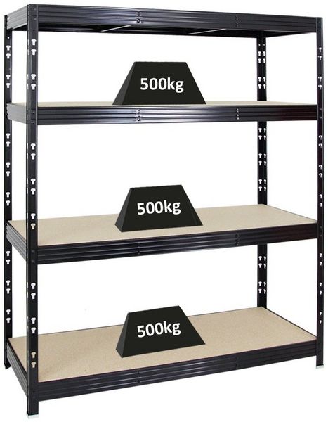 PROREGAL® Schwerlastregal Steckregal Profi-Weitspannregal RHINO bis zu 500kg Fachlast, Stabiles Garagenregal Kellerregal Lastenregal Lagerregal Steckregal