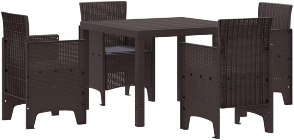 vidaXL Garten Essgruppe 5 pcs Braun Polypropylen 3378540