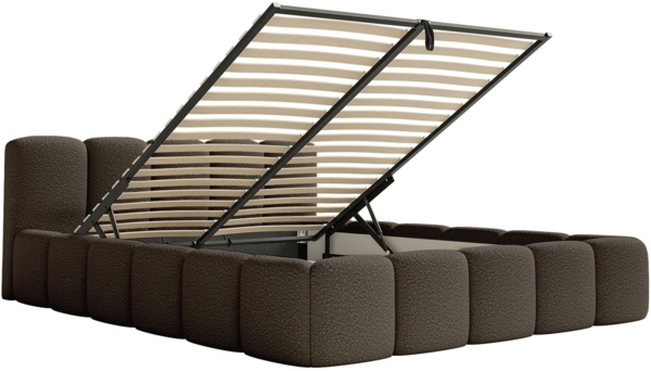 Selsey 'Cloudy Low' Polsterbett 200x200 mit Bettkasten und Metallrahmen-Lattenrost, braun Bouclé Bild 4