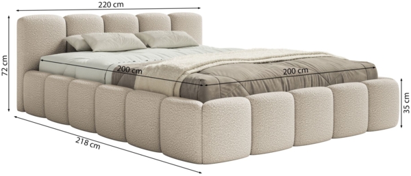 Selsey 'Cloudy Low' Polsterbett 200x200 mit Bettkasten und Metallrahmen-Lattenrost, braun Bouclé Bild 5