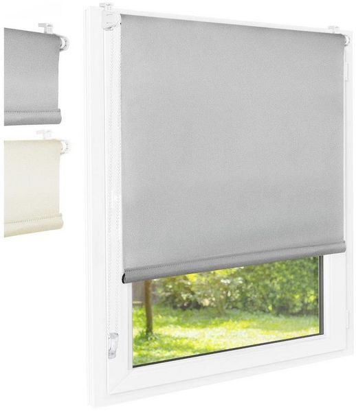 Rollo Blackout grau 50x140 - Farbe: Grau, Breite (cm): 50, Höhe (cm): 140