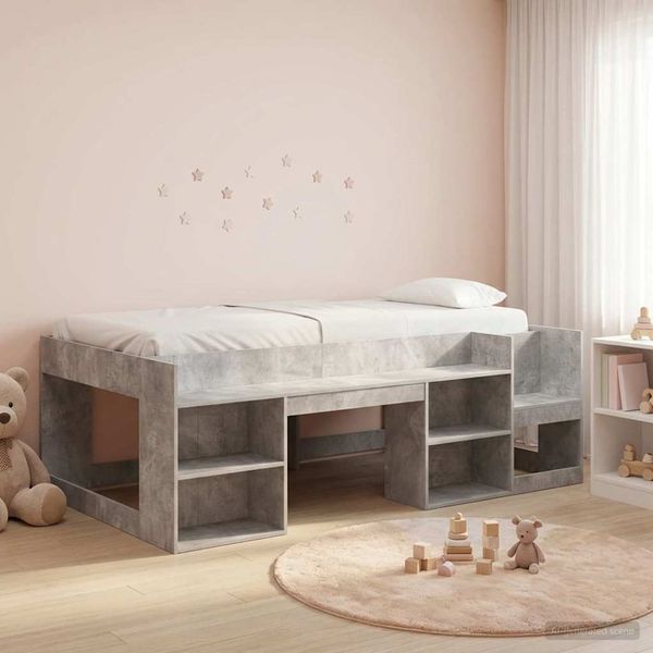 vidaXL Kinderbettgestell mit Stauraum Betongrau 98,5 x 200 cm 3422614
