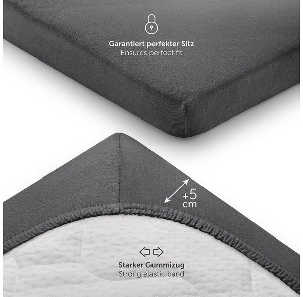 Laleni Jersey Spannbettlaken Laufgitter quadratisch 100x100 cm - Oeko-Tex Zertifiziert, 100% Baumwolle, atmungsaktives Spannbetttuch für Baby, 135 g/m², Anthrazit Bild 3